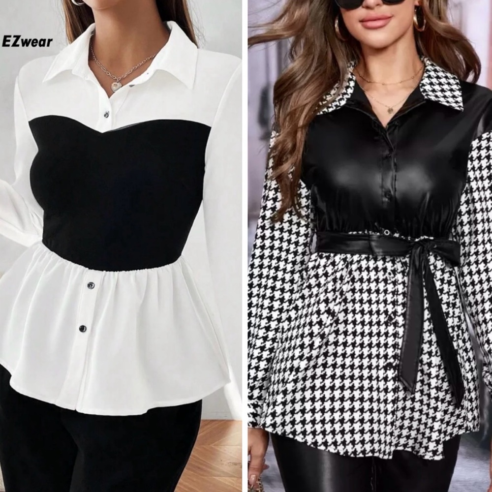 SHEIN TWO Black and White Blouse